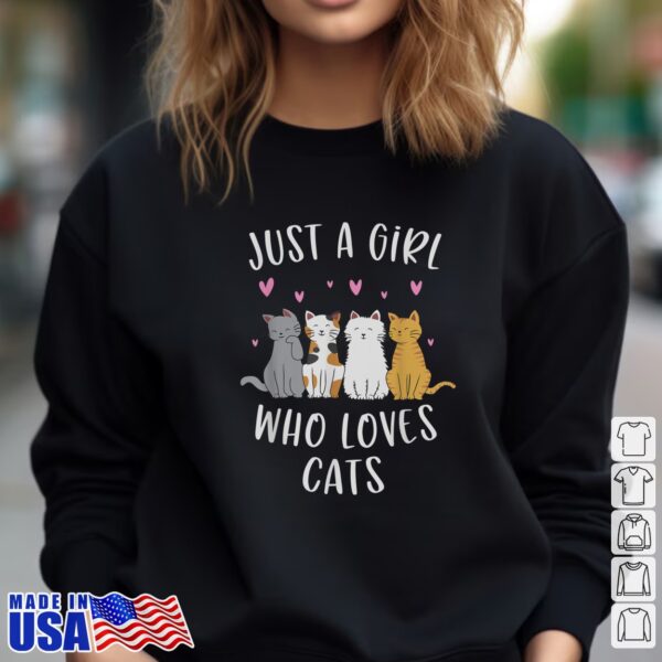 Just A Girl Who Loves Cats Cute Cat Lover T Shirt 2